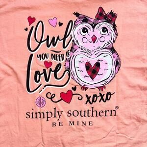 EUC Women’s Large Simply Southern SS Graphic Owl TShirt
